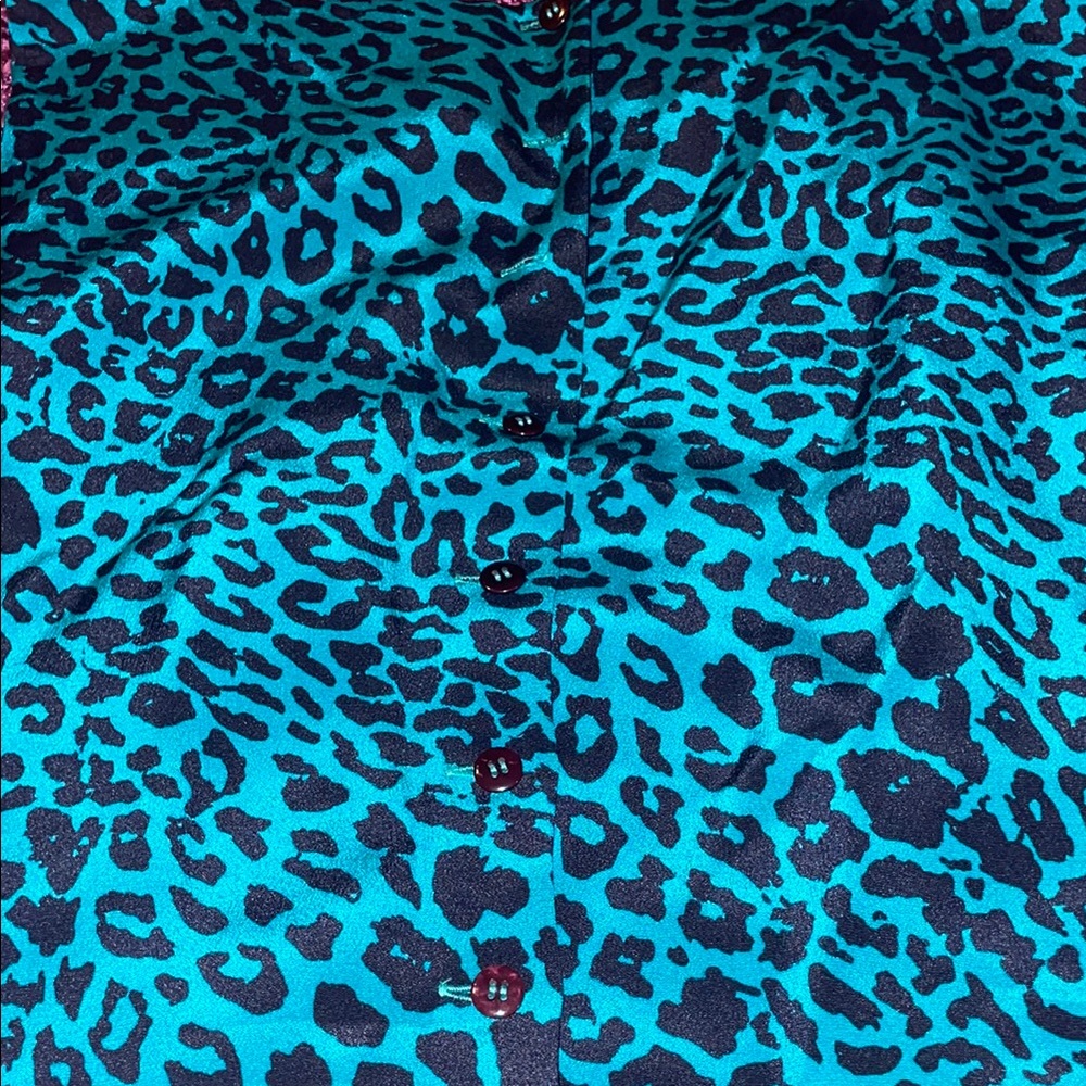 Dana Buchman Vintage Teal Leopard Print Set - Picture 3 of 5